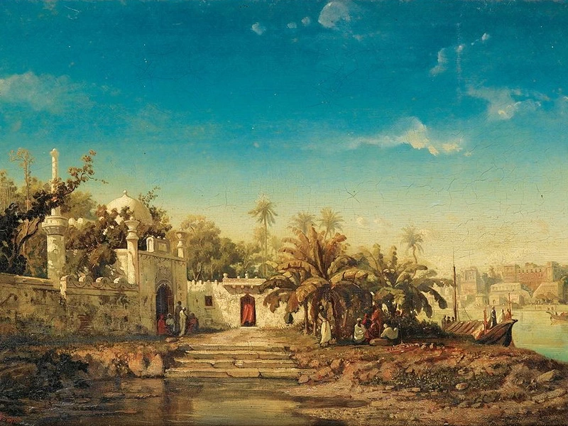 1808-Auguste Borget - Moschea sulle rive del Gange, 1846